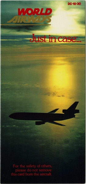 Image: safety information card: World Airways, McDonnell Douglas DC-10-30
