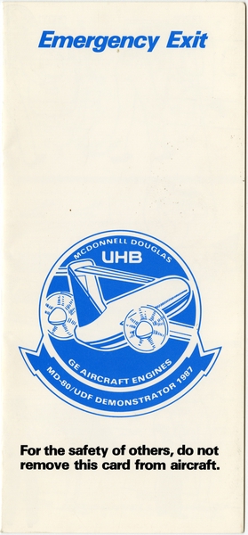 Image: safety information card: McDonnell Douglas MD-80 UDF Demonstrator