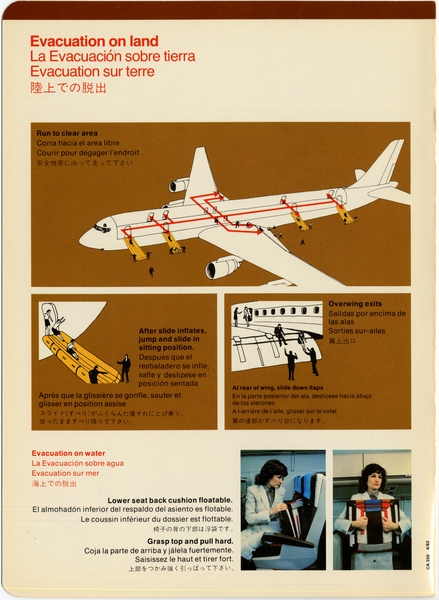 Image: safety information card: United Airlines, Douglas Super DC-8