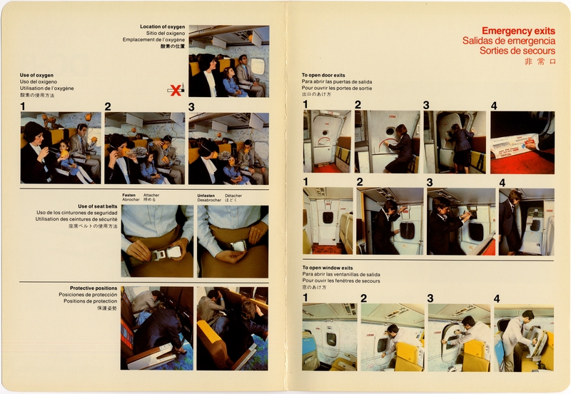 Image: safety information card: United Airlines, Douglas Super DC-8