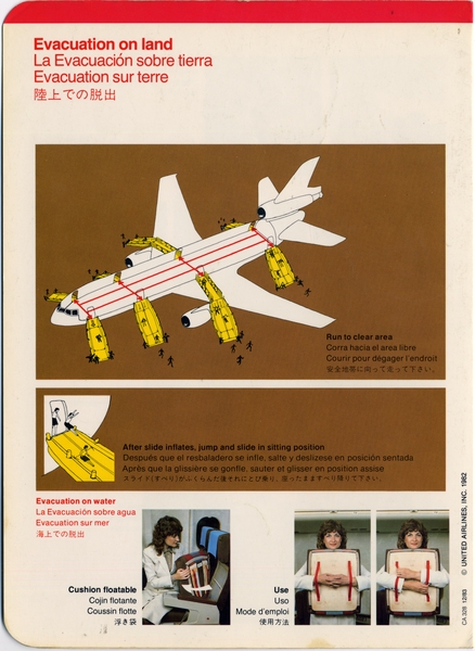 Image: safety information card: United Airlines, McDonnell Douglas DC-10