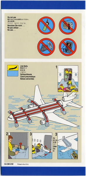 Image: safety information card: United Airlines, McDonnell Douglas DC-10