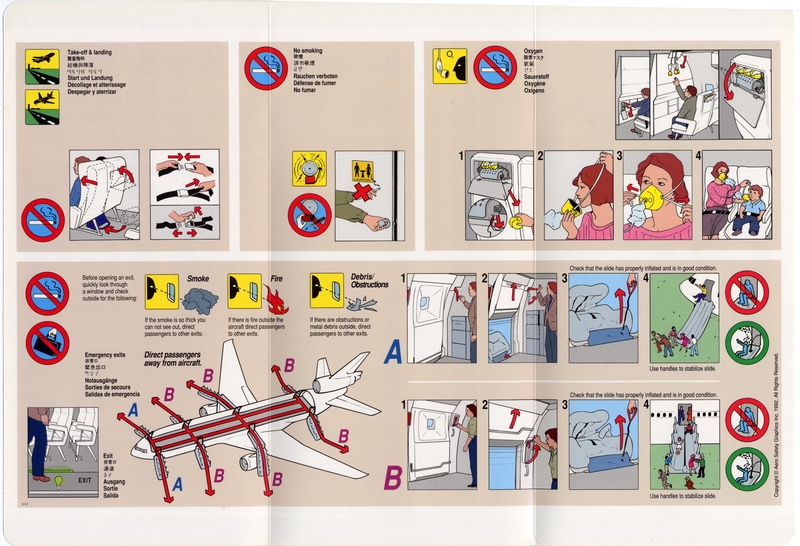 Image: safety information card: United Airlines, McDonnell Douglas DC-10