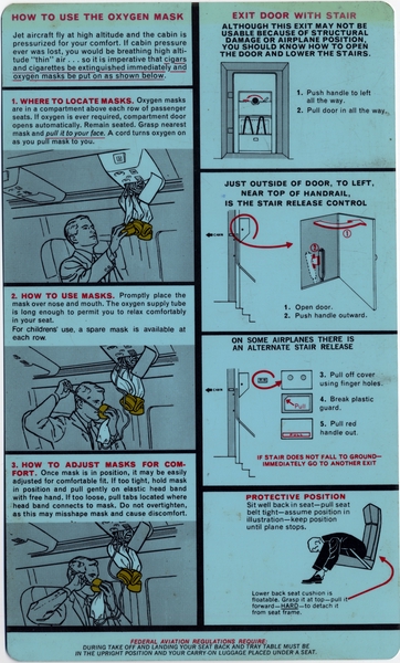 Image: safety information card: United Air Lines, Boeing 727