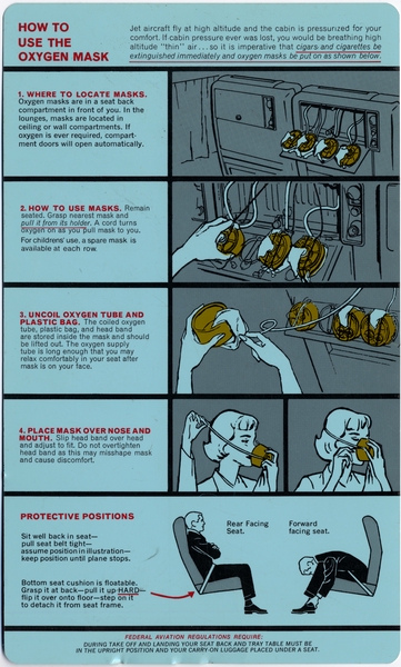 Image: safety information card: United Air Lines, Douglas DC-8