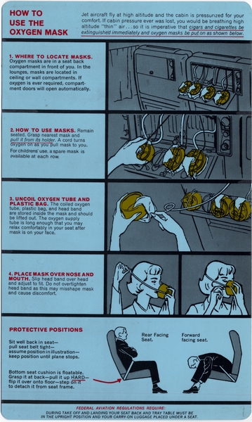 Image: safety information card: United Air Lines, Douglas DC-8