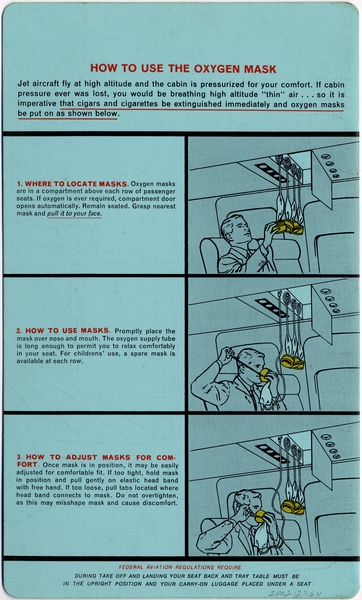 Image: safety information card: United Air Lines, Boeing 747