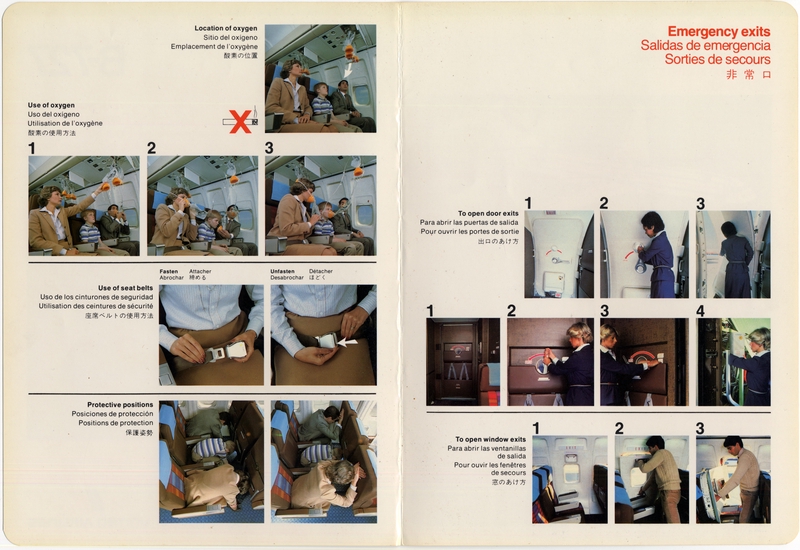 Image: safety information card: United Airlines, Boeing 727