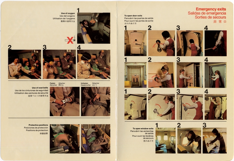 Image: safety information card: United Airlines, Stretch Boeing 727