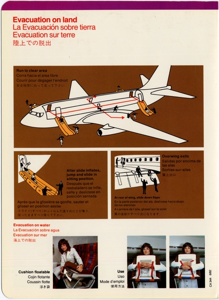 Image: safety information card: United Airlines, Boeing 737