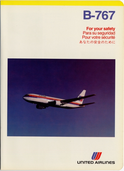 Image: safety information card: United Airlines, Boeing 767