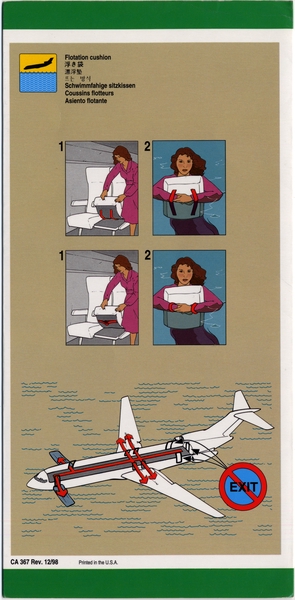 Image: safety information card: United Airlines, Boeing 727-200