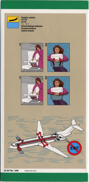 Image: safety information card: United Airlines, Boeing 727-200