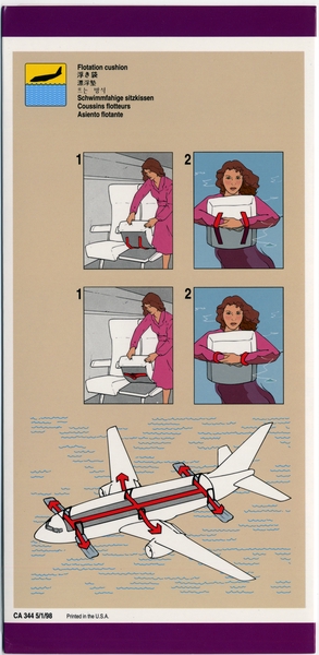 Image: safety information card: United Airlines, Boeing 737