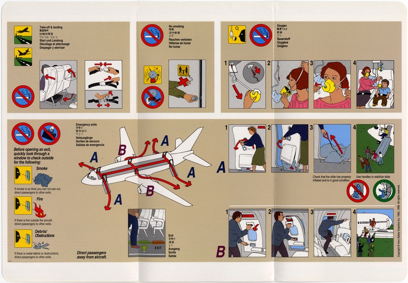 Image: safety information card: United Airlines, Boeing 737