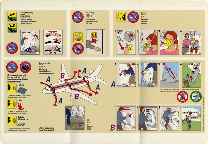 Image: safety information card: United Airlines, Boeing 737