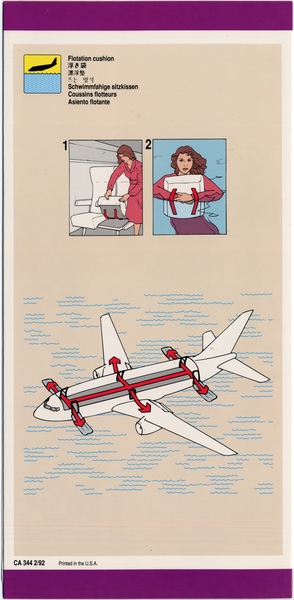 Image: safety information card: United Airlines, Boeing 737