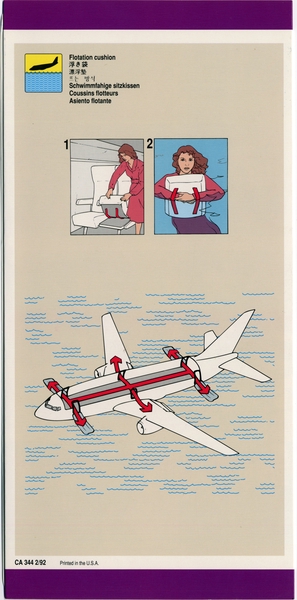 Image: safety information card: United Airlines, Boeing 737