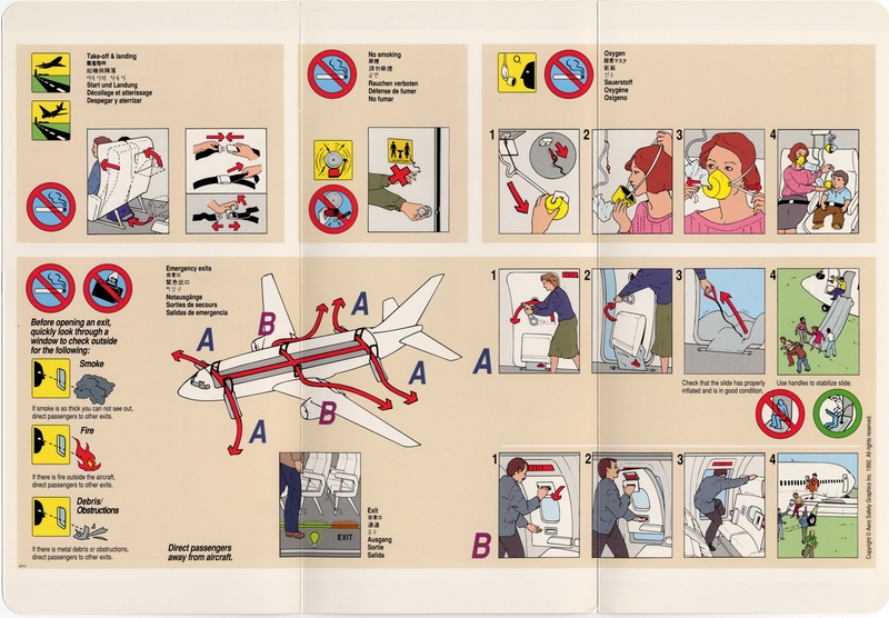 Image: safety information card: United Airlines, Boeing 737
