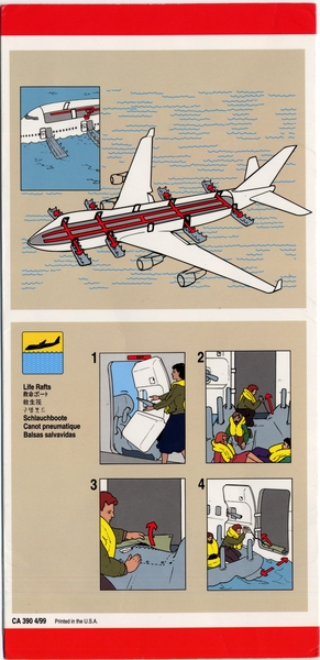 Image: safety information card: United Airlines, Boeing 747-400