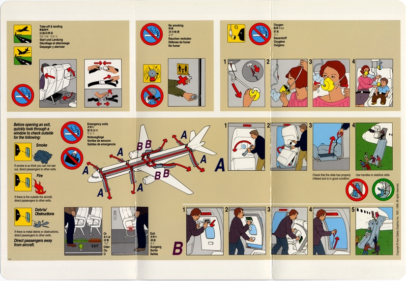 Image: safety information card: United Airlines, Boeing 757