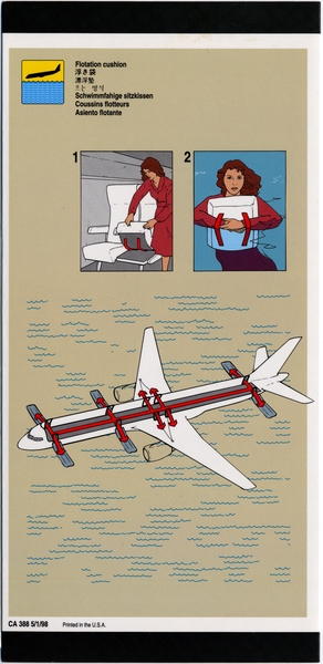 Image: safety information card: United Airlines, Boeing 757