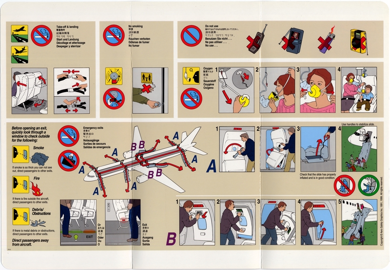 Image: safety information card: United Airlines, Boeing 757