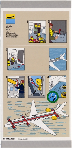 Image: safety information card: United Airlines, Boeing 757