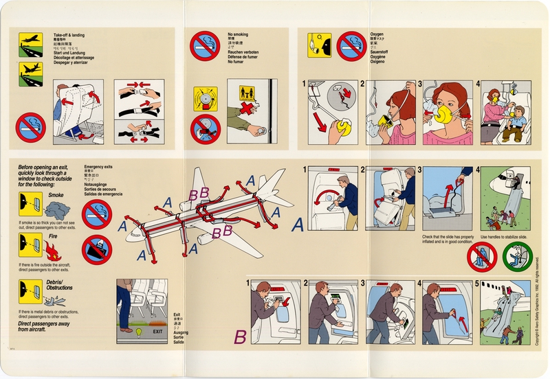 Image: safety information card: United Airlines, Boeing 757