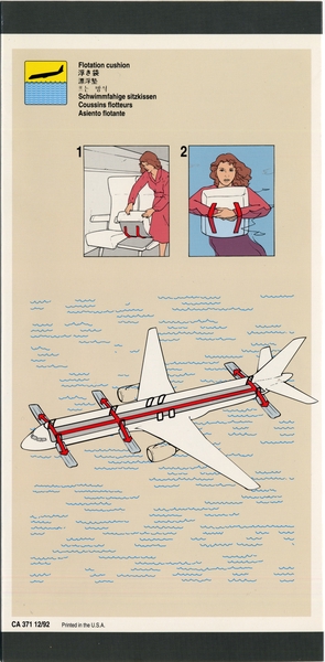 Image: safety information card: United Airlines, Boeing 757