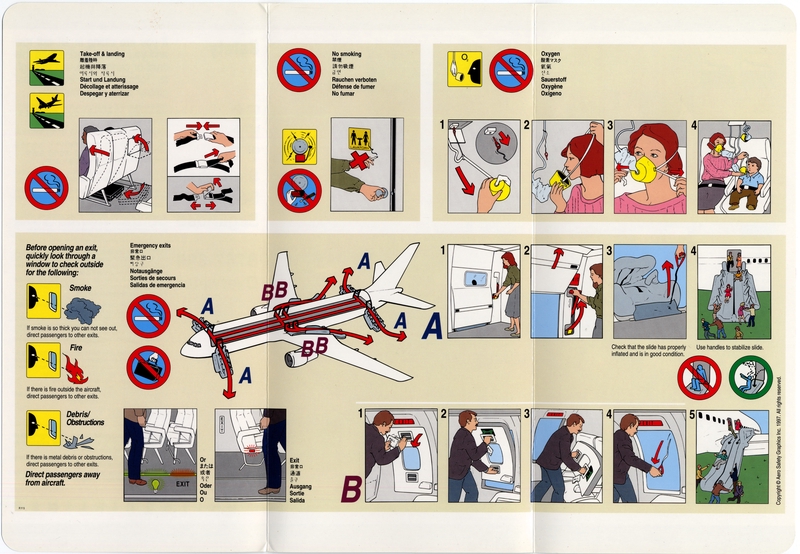 Image: safety information card: United Airlines, Boeing 757