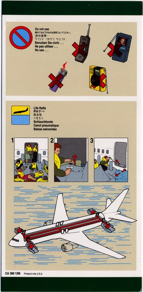 Image: safety information card: United Airlines, Boeing 757
