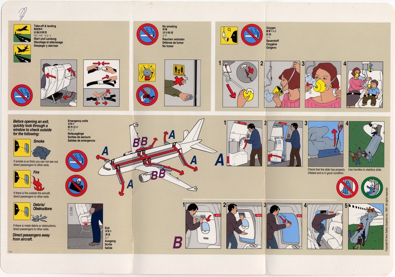 Image: safety information card: United Airlines, Airbus A320