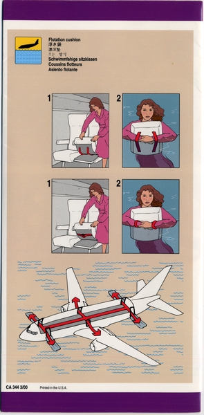 Image: safety information card: United Airlines, Boeing 737