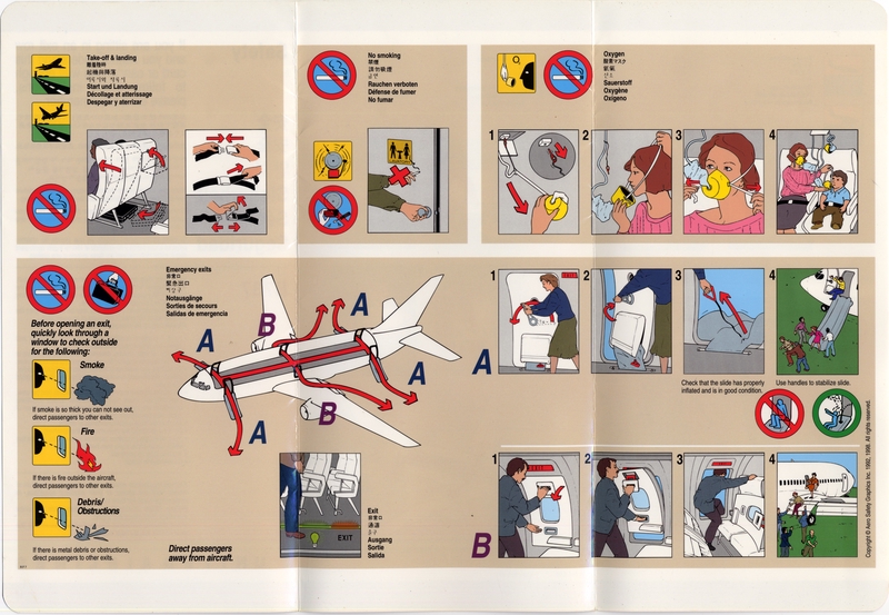 Image: safety information card: United Airlines, Boeing 737