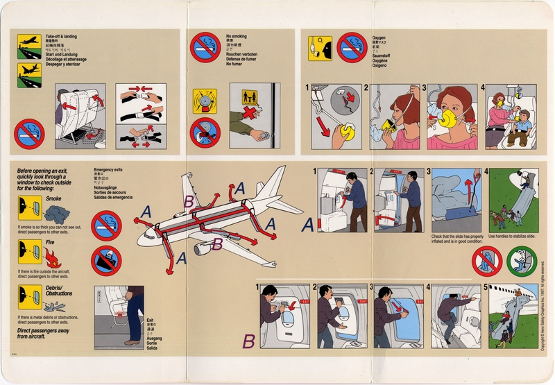 Image: safety information card: United Airlines, Airbus A319