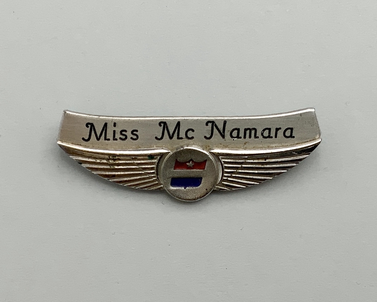 Image: stewardess wings and name pin: United Air Lines, Miss McNamara