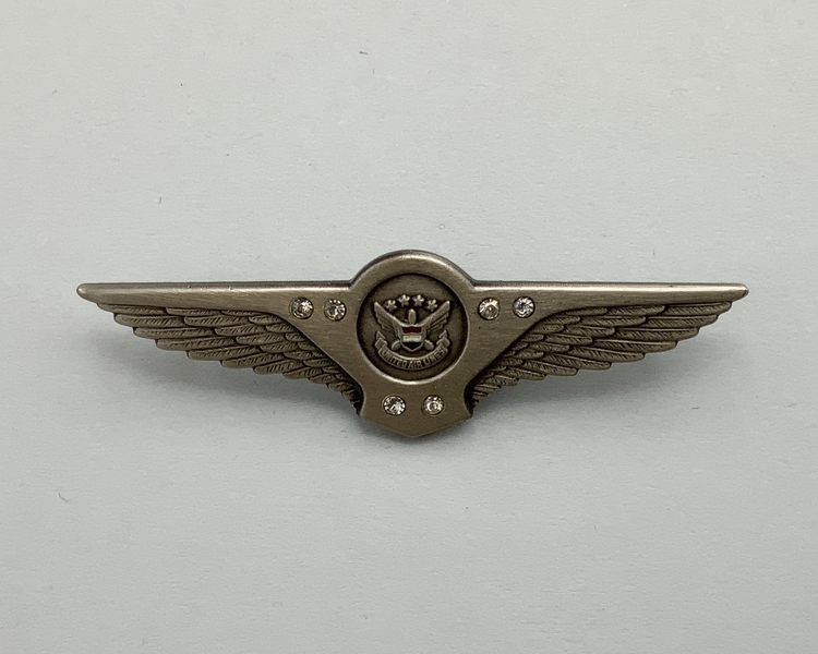 Image: flight attendant wings / service pin: United Airlines, 35 to 39 years