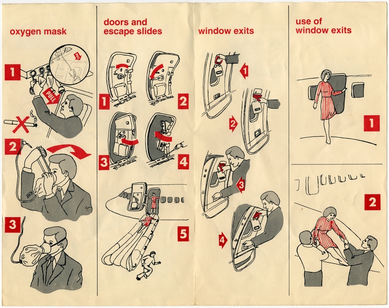 Image: safety information card: Northwest Orient, Boeing 727-100