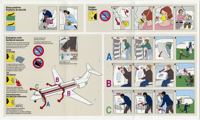 Image: safety information card: United Express, Canadair CL-65