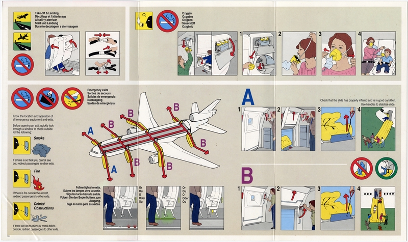 Image: safety information card: World Airways, McDonnell Douglas DC-10-30