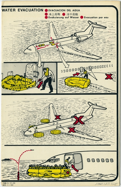 Image: safety information card: Boeing 727