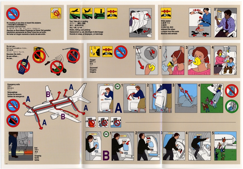 Image: safety information card: United Airlines, Boeing 737-500