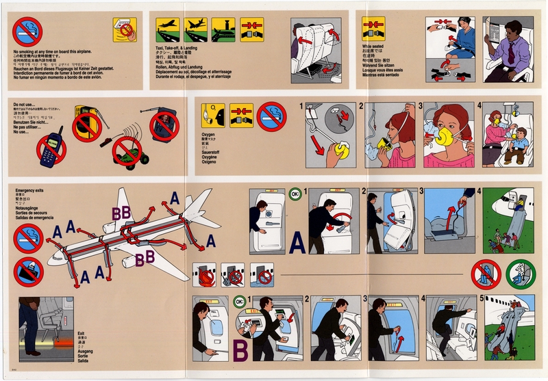 Image: safety information card: United Airlines, Boeing 757