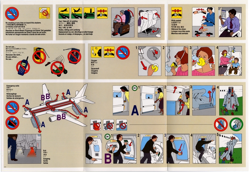 Image: safety information card: United Airlines, Boeing 767-300
