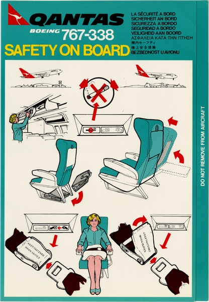 Image: safety information card: Qantas Airways, Boeing 767-338