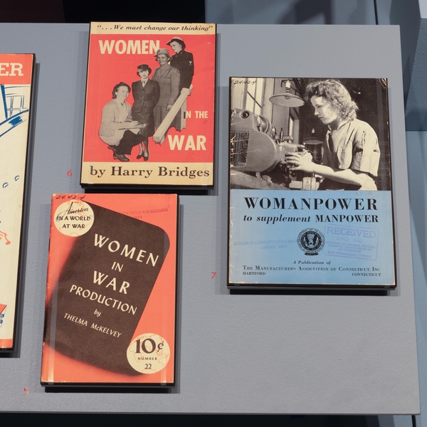Image: Installation view of "Rosie the Riveter: Womanpower in Wartime"