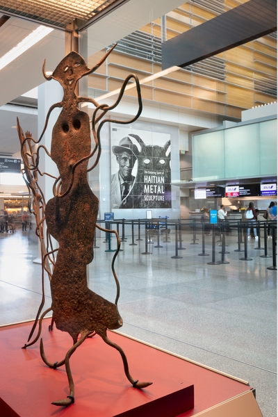 Image: Installation view of "The Enduring Spirit of Haitian Metal Sculpture"