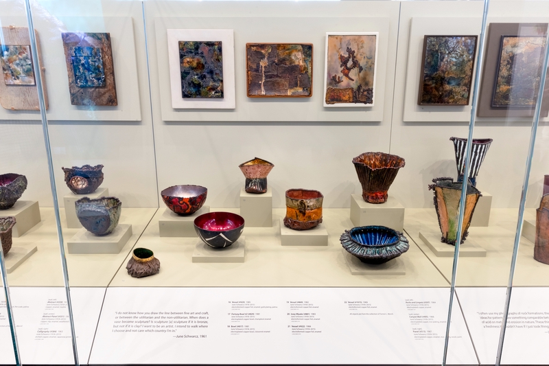 Image: Installation view of "June Schwarcz: Unconventional Enamels "