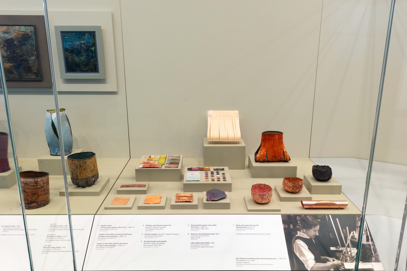 Image: Installation view of "June Schwarcz: Unconventional Enamels "